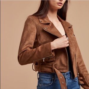 Aritzia Talula Morton faux suede moto jacket